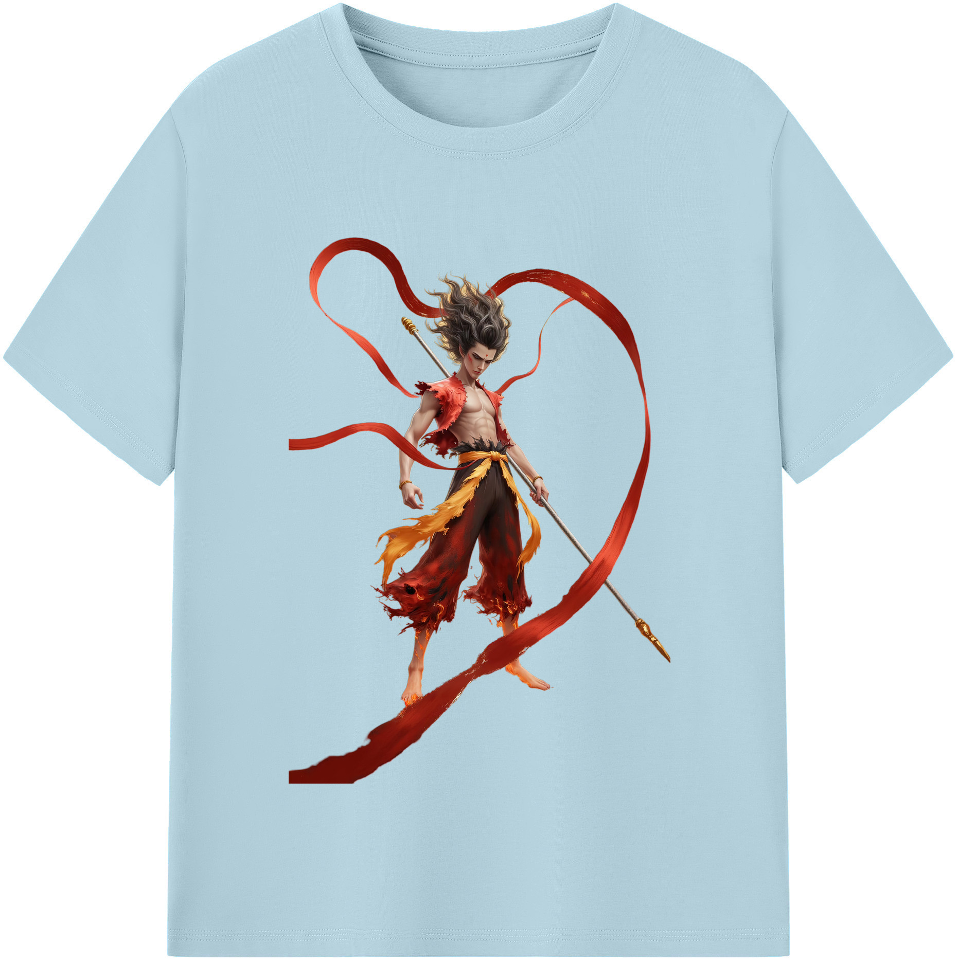 （画像用） Ne Zha 2 ナタ 魔童の大暴れ 綿100％半袖Tシャツ（フロントプリント）